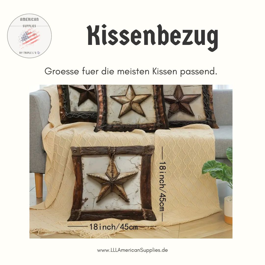 Cowboy Kissenhüllen Set 4tlg., samt, USA, Western, Cowboy, Lonestar Kissen (45cmx45cm)