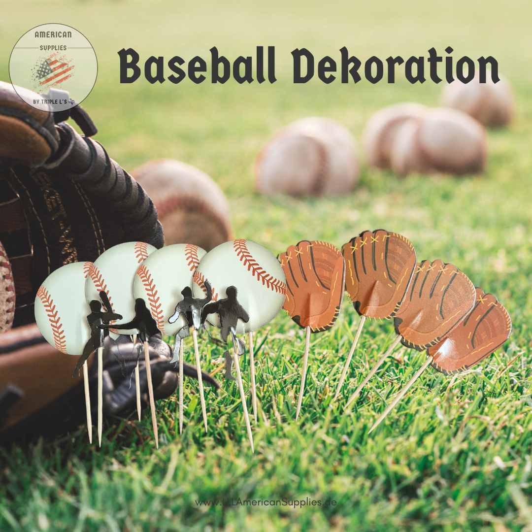 12pcs. Baseball Muffin toppers - Party decoration - Cupcake toppers, Baseball Spieße
