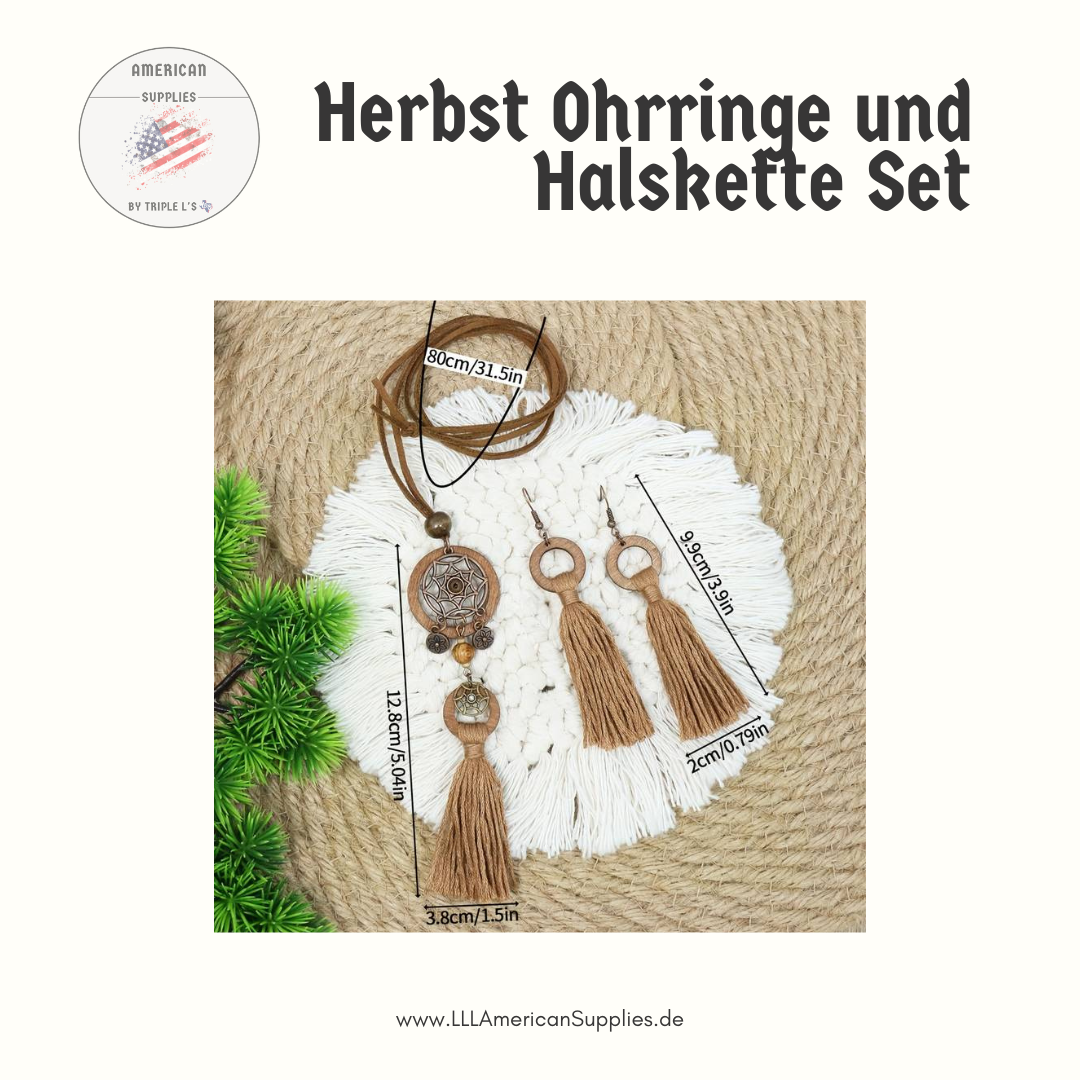 Cowgirl Ohrringe und Halskette Set in Traumfänger-Design