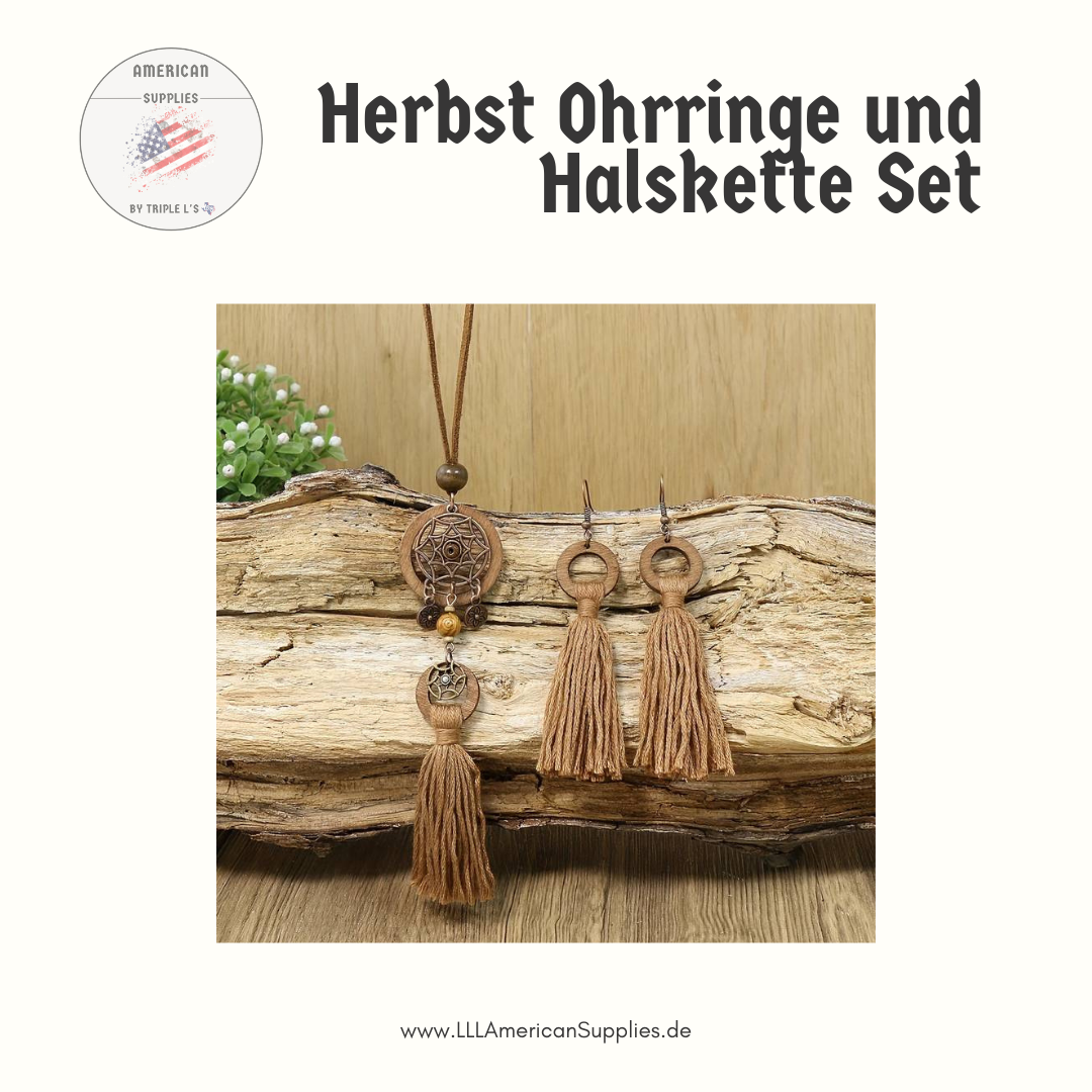 Cowgirl Ohrringe und Halskette Set in Traumfänger-Design
