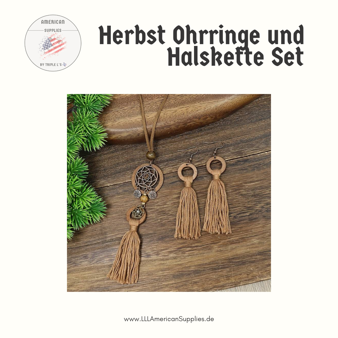 Cowgirl Ohrringe und Halskette Set in Traumfänger-Design