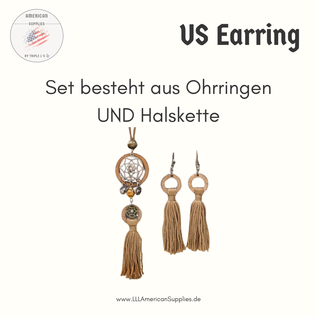 Cowgirl Ohrringe und Halskette Set in Traumfänger-Design