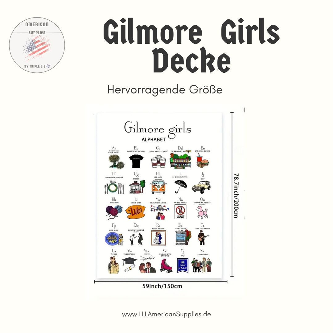 Gilmore Girls Alphabet Flanell-Decke – Stars Hollow Motive 150x200