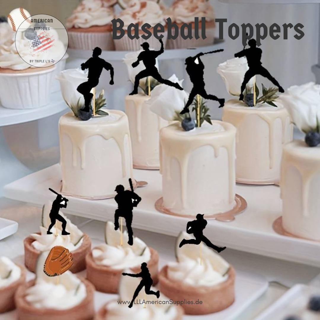 12pcs. Baseball Muffin toppers - Party decoration - Cupcake toppers, Baseball Spieße