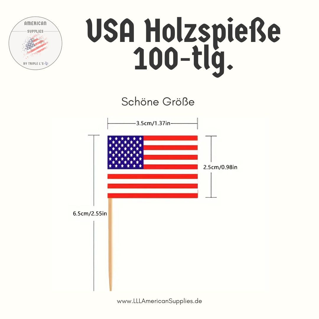 100er-Set Patriotische Muffin, Burger, Cocktail Spieße-Fähnchen im USA-Design
