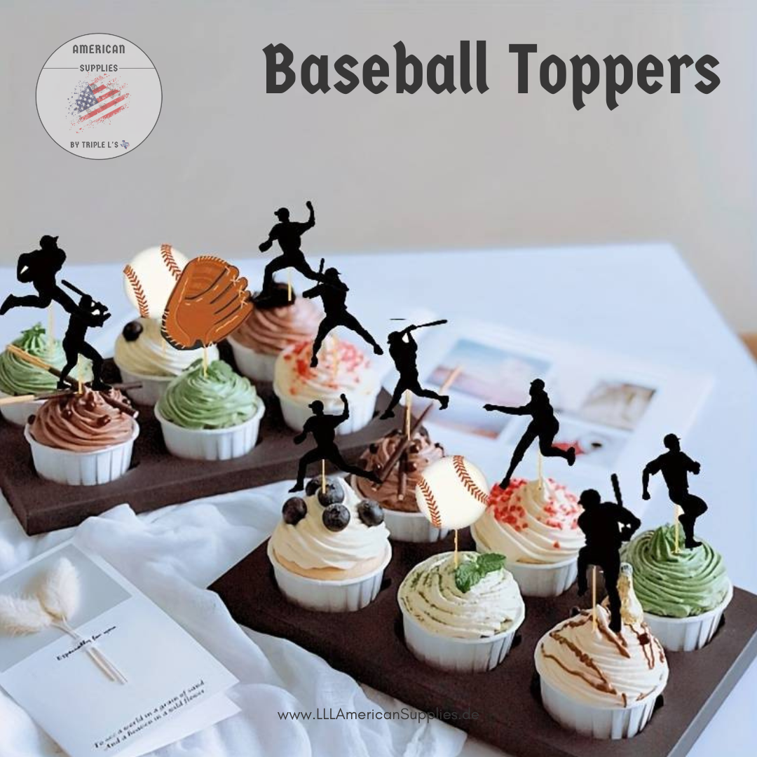 12pcs. Baseball Muffin toppers - Party decoration - Cupcake toppers, Baseball Spieße