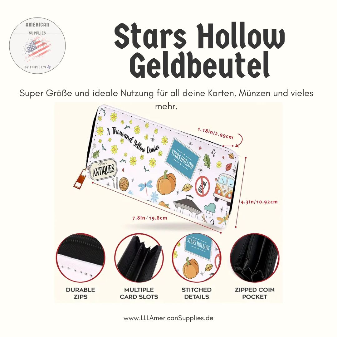 Stars Hollow Geldbörse – Gilmore Girls inspiriertes Design, Hochwertige Kunstleder Damen Geldbörse