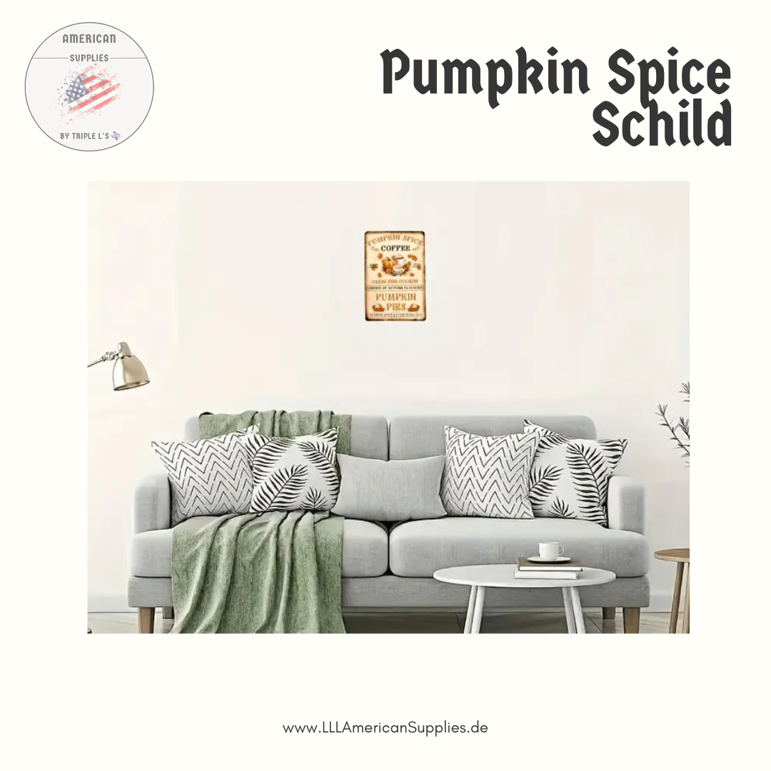 Vintage Pumpkin Spice Metallschild - Herbstdeko USA-Style | 20x30 cm Alu-Schild