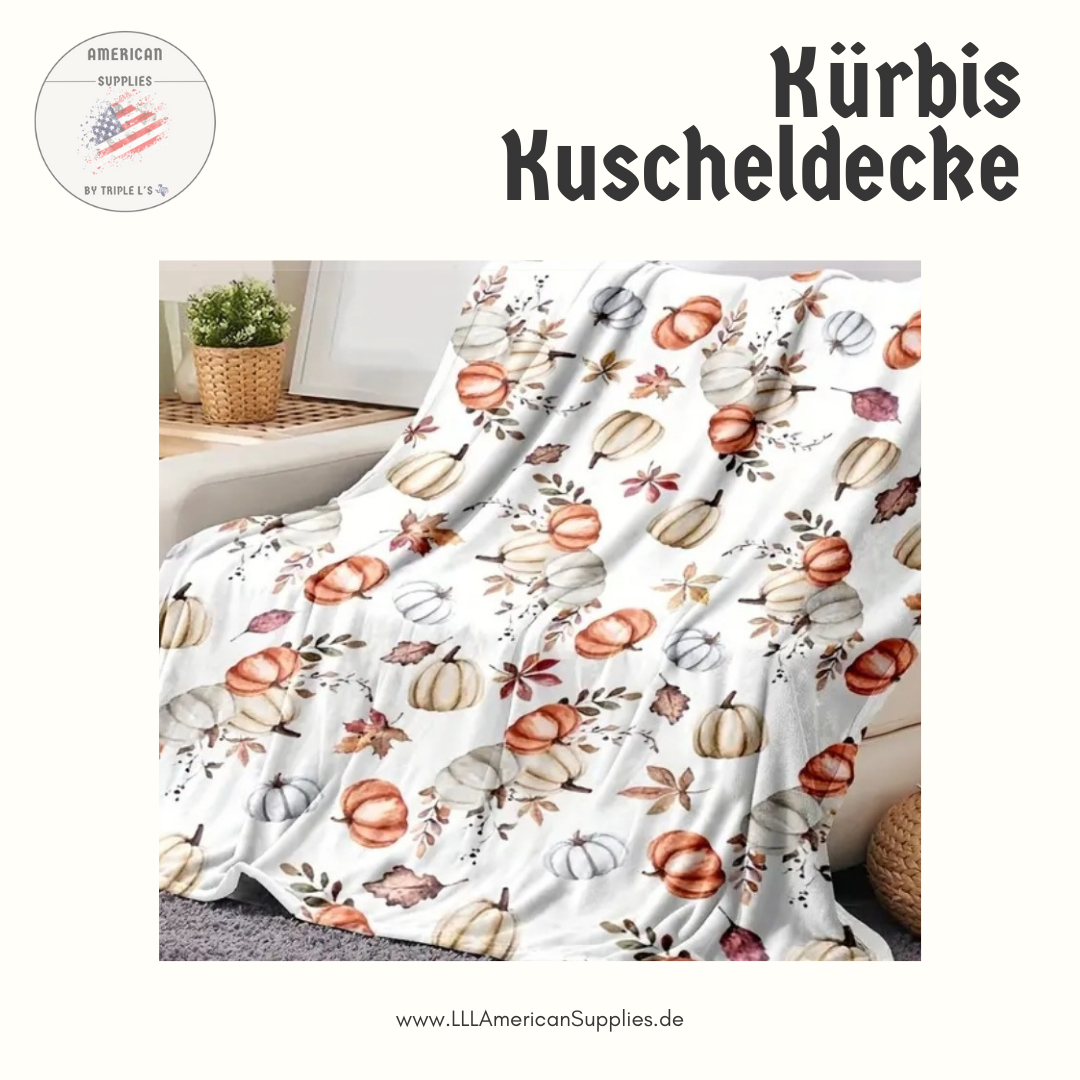 Kürbis Kuscheldecke wendbar – Perfekt für Herbstliebhaber-
