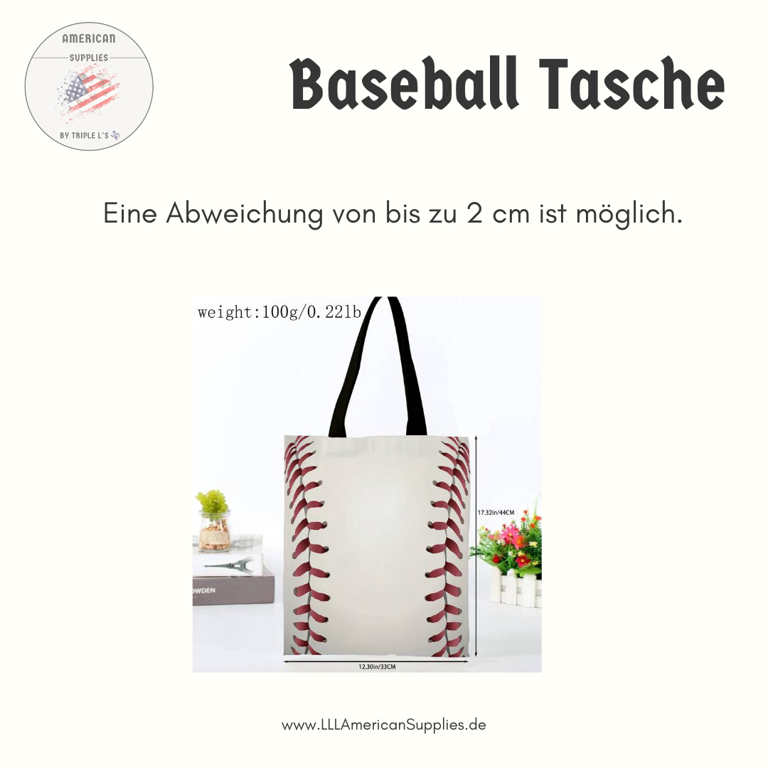 Baseball Tasche, Baseball Bag -weiss, schattig- Stofftasche