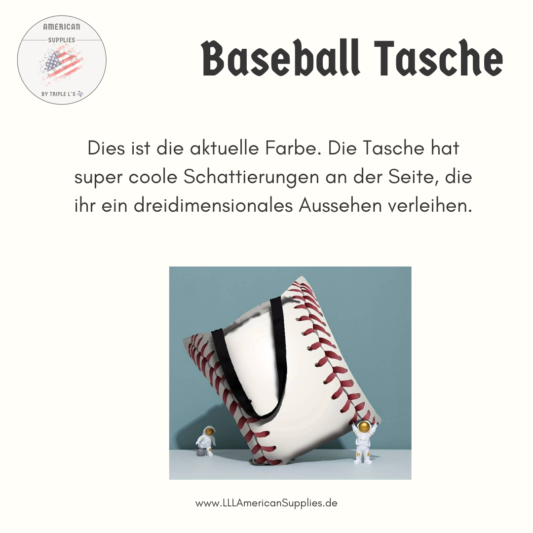Baseball Tasche, Baseball Bag -weiss, schattig- Stofftasche