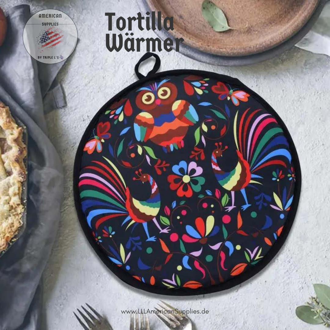 30cm,12-Zoll Tortilla-Wärmer mit mexikanischem Tierdruck – Mikrowellensichere isolierte Stofftasche für Tortillas, Pita und Pfannkuchen