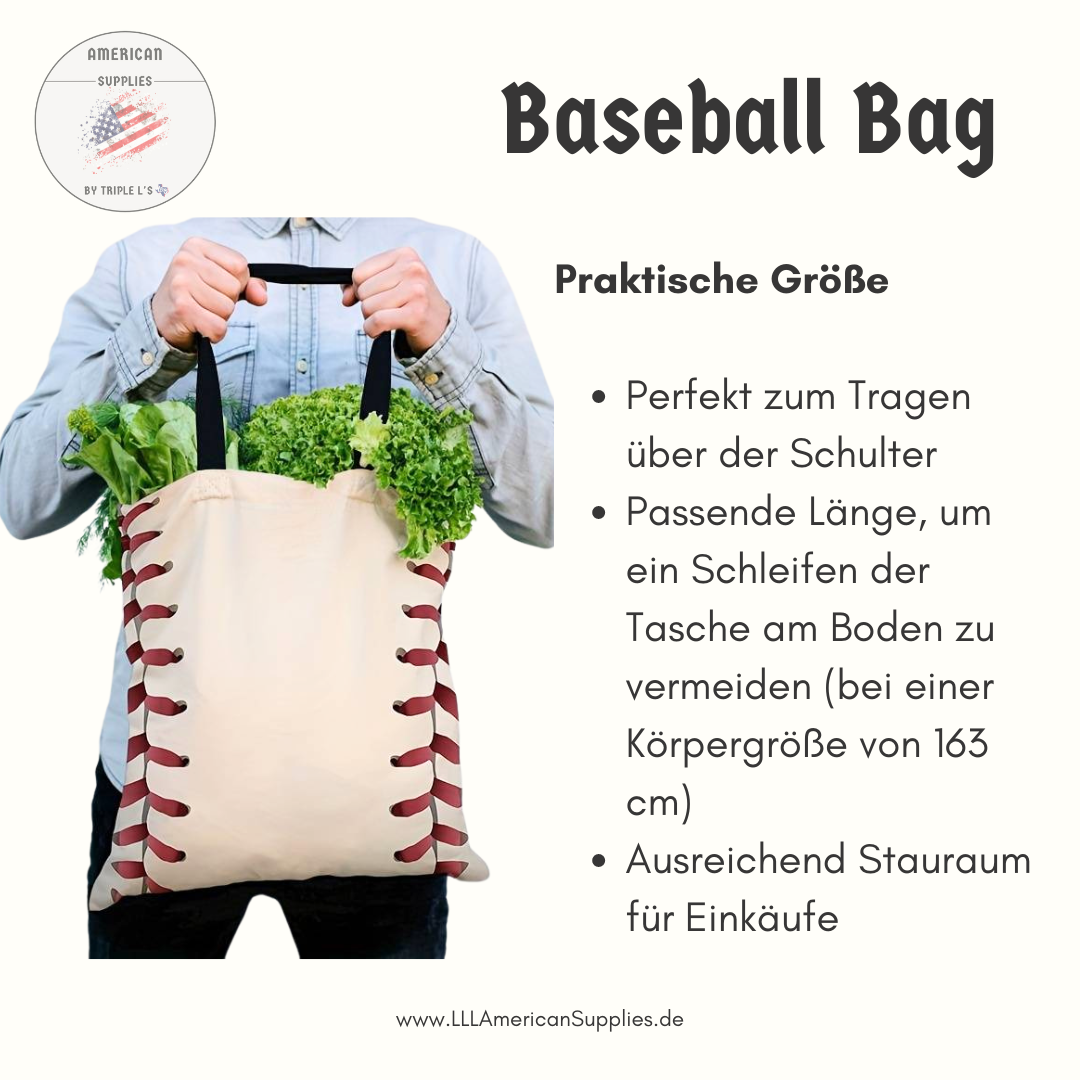 Baseball Tasche, Baseball Bag -weiss, schattig- Stofftasche