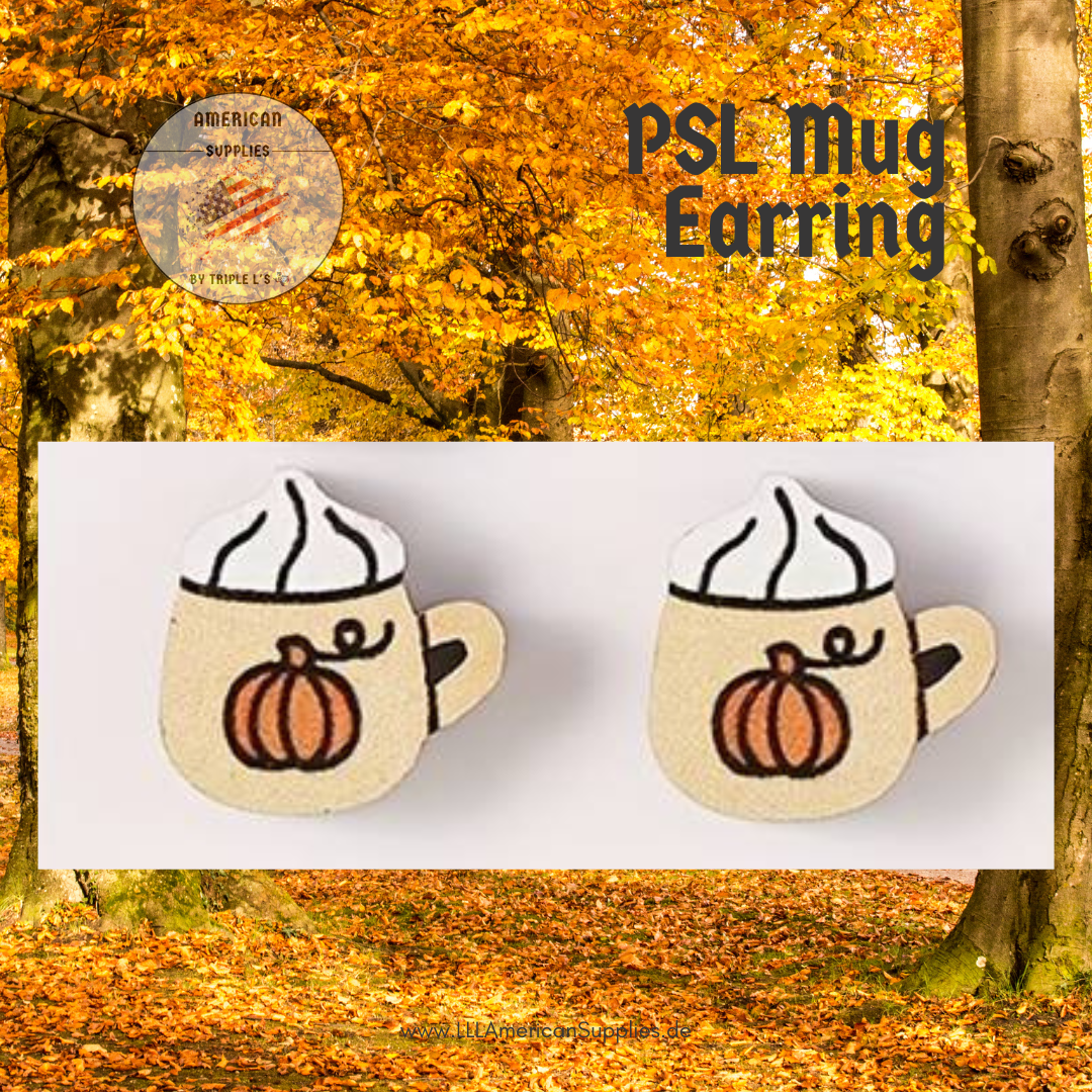 Pumpkin Spice Latte Coffee Mug Ohrringe mit Sahne-Topping -bedruckt-