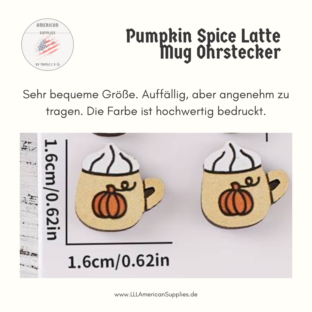 Pumpkin Spice Latte Coffee Mug Ohrringe mit Sahne-Topping -bedruckt-