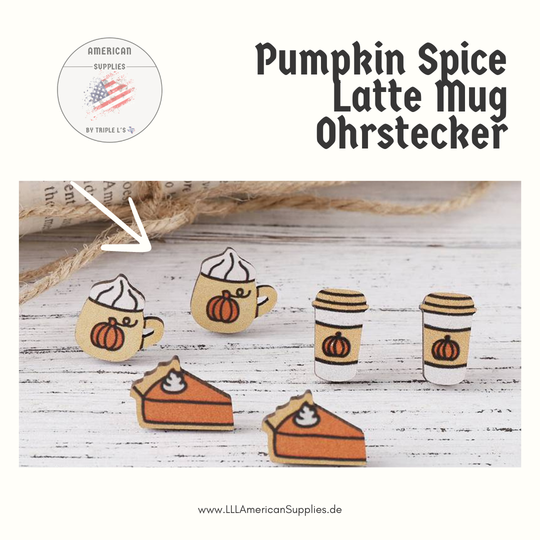 Pumpkin Spice Latte Coffee Mug Ohrringe mit Sahne-Topping -bedruckt-