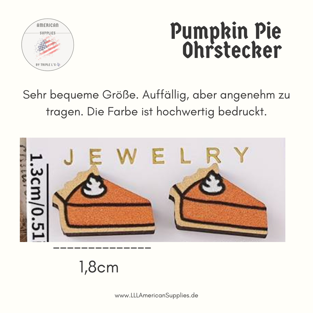Pumpkin Pie Ohrstecker, Kürbis Kuchen -bedruckt-
