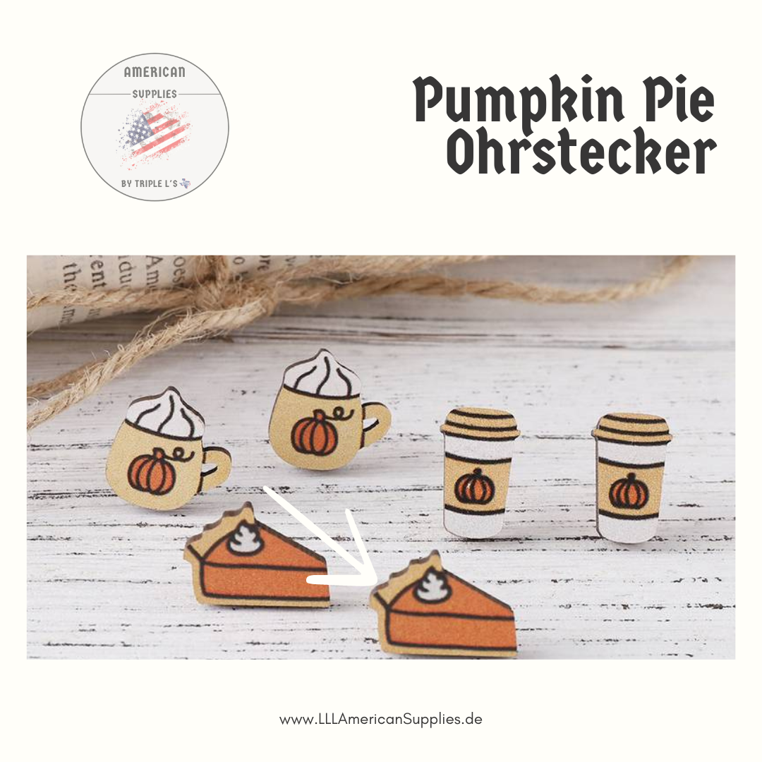 Pumpkin Pie Ohrstecker, Kürbis Kuchen -bedruckt-