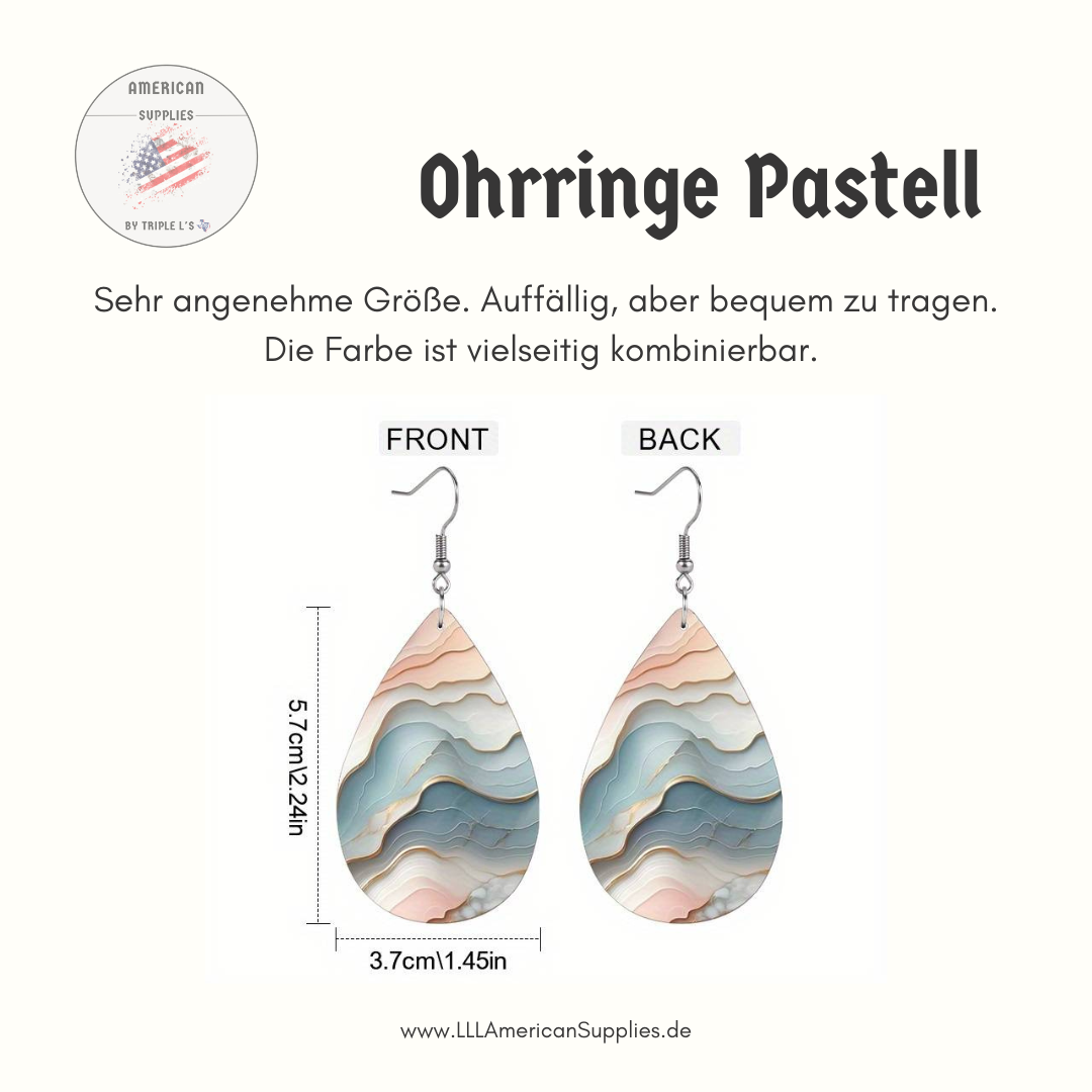 Pastellfarbene Boho-Ohrringe – Doppelseitig Bedruckt, Extra Leicht