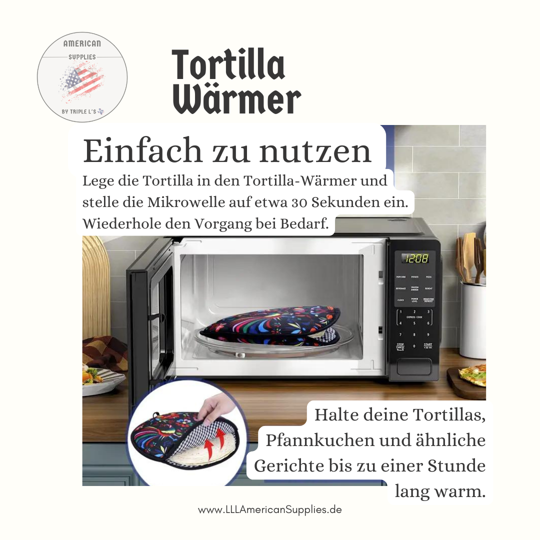 30cm,12-Zoll Tortilla-Wärmer mit mexikanischem Tierdruck – Mikrowellensichere isolierte Stofftasche für Tortillas, Pita und Pfannkuchen