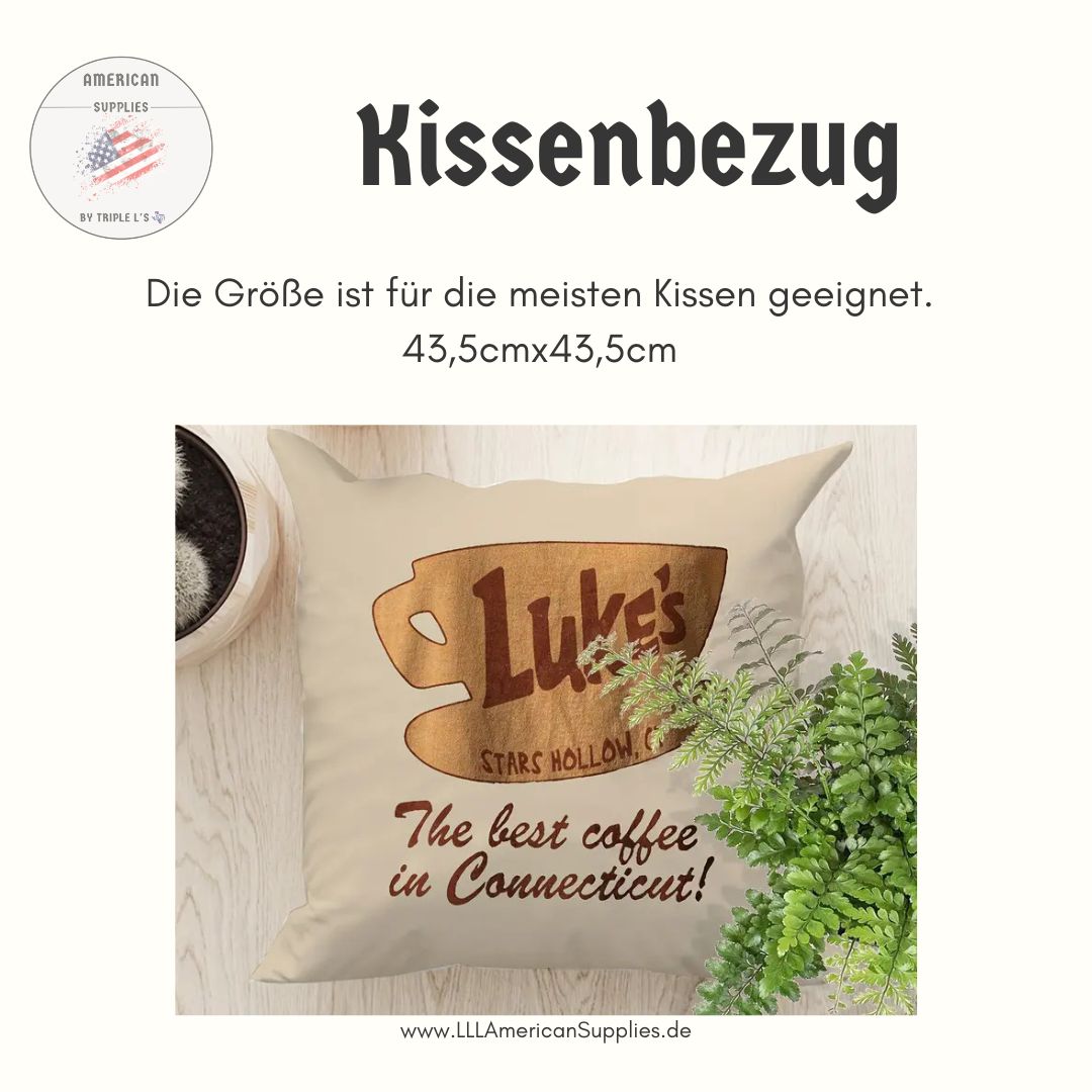 Luke's Kissenhülle "Best Coffee in Connecticut" -Gilmore Girls- Kuschelig samtig