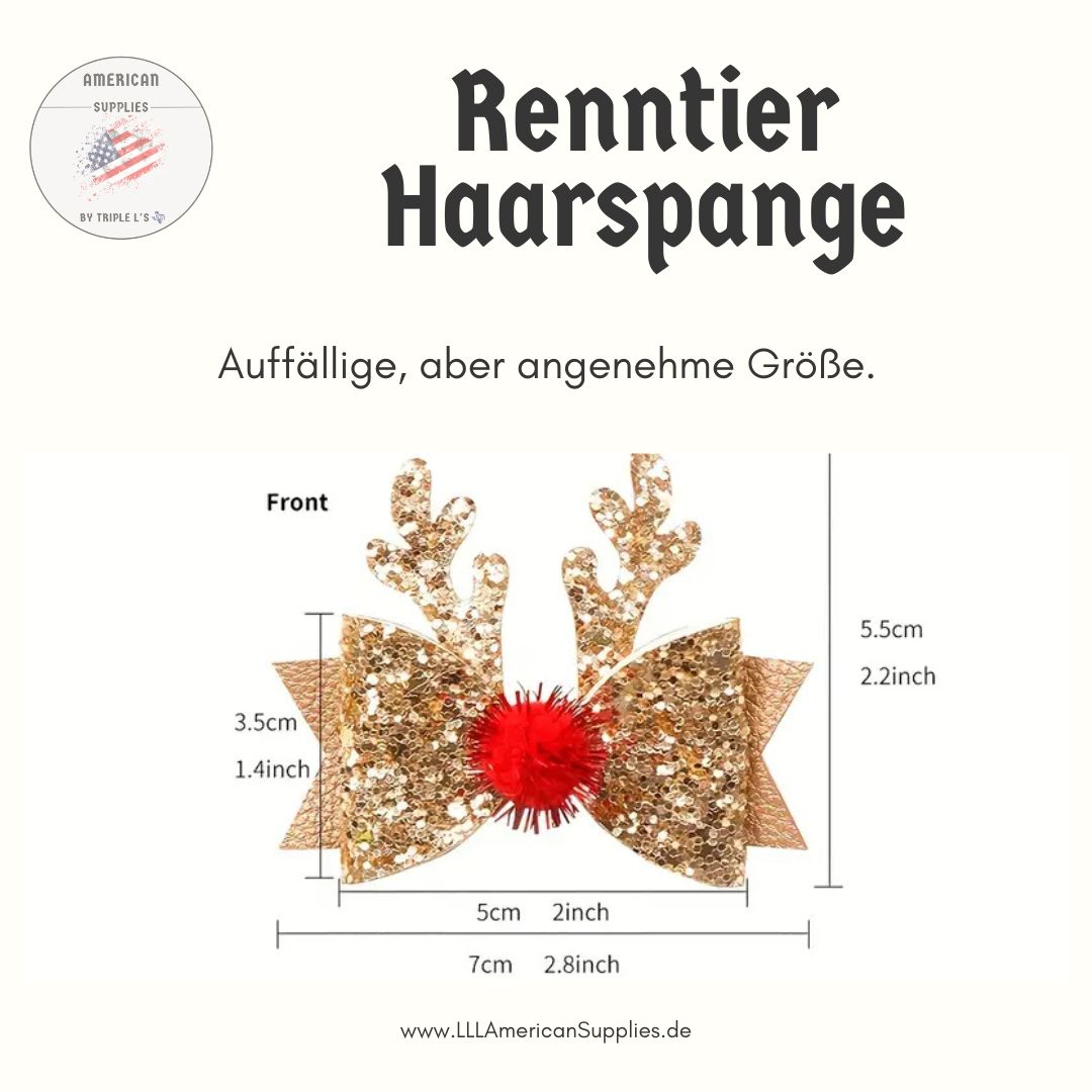 Festliches 2er-Set Weihnachts-Haarspangen, Rudolph Haarclip