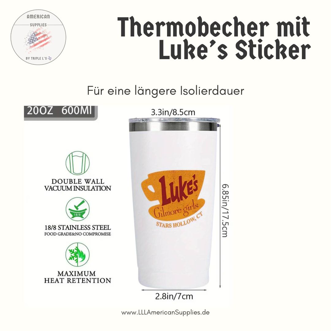 Weißer Thermobecher -mit Luke's Sticker- Christmas Edition