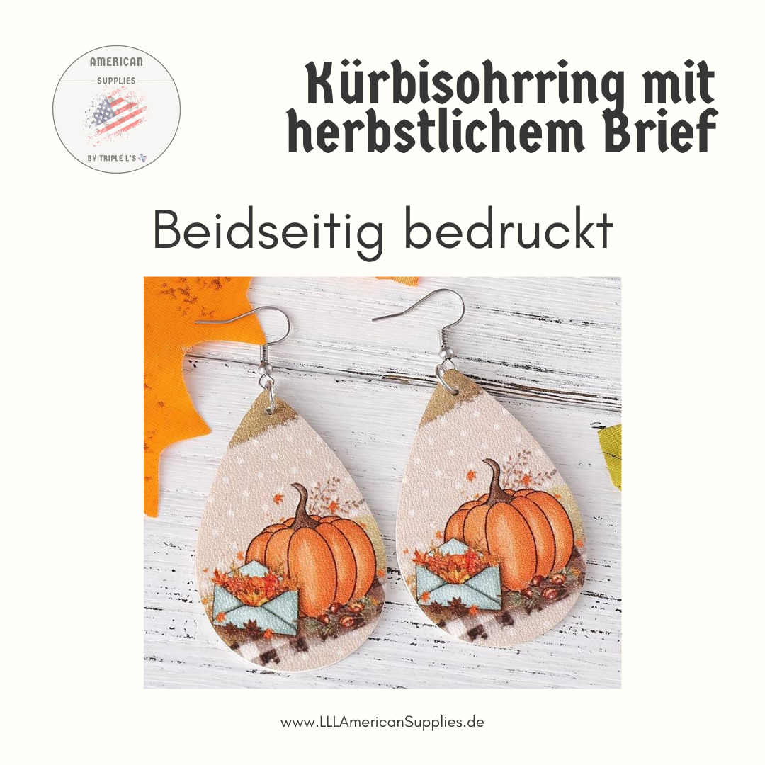Herbstliche Retro-Ohrringe mit Kürbis, Blättern und Brief-Motiv – Perfekt für Thanksgiving