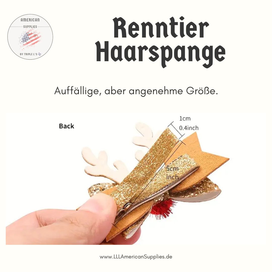 Festliches 2er-Set Weihnachts-Haarspangen, Rudolph Haarclip