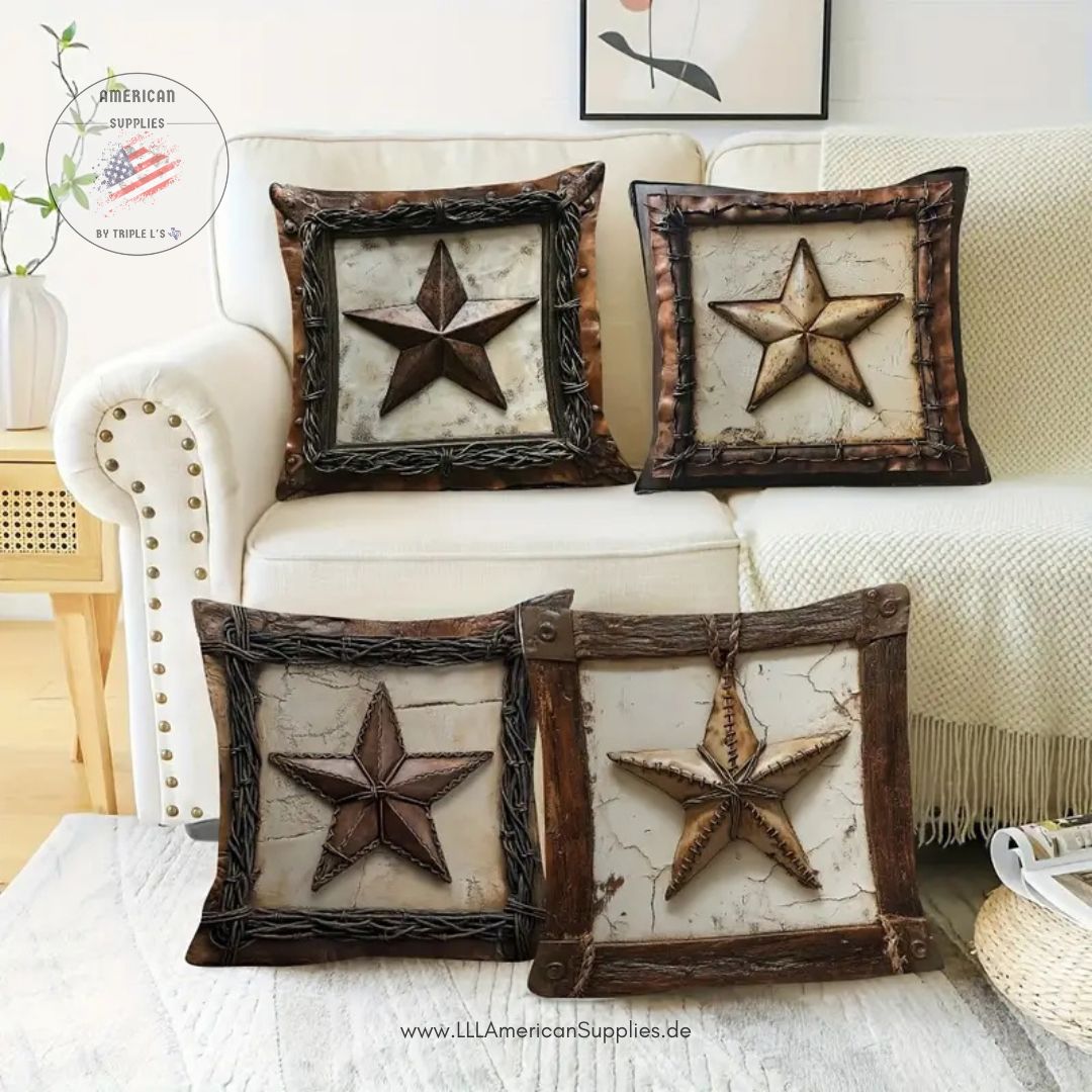 Cowboy Kissenhüllen Set 4tlg., samt, USA, Western, Cowboy, Lonestar Kissen (45cmx45cm)