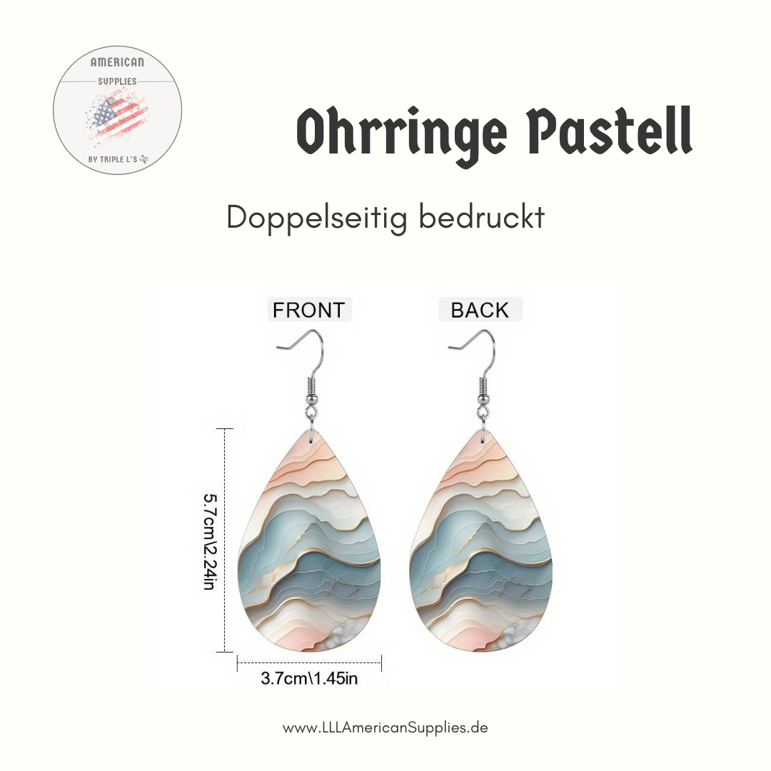 Pastellfarbene Boho-Ohrringe – Doppelseitig Bedruckt, Extra Leicht