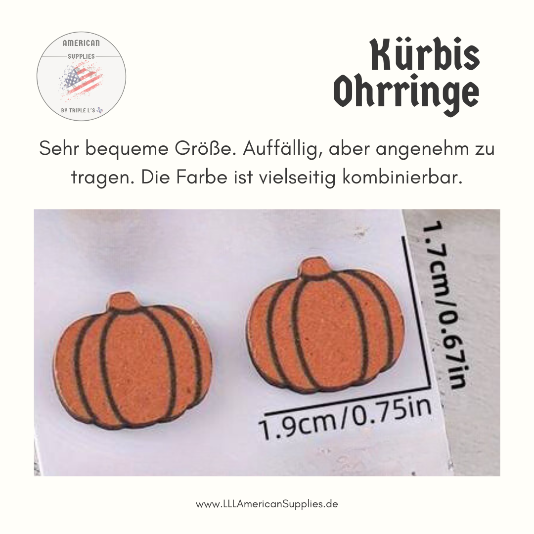-Orange- Kürbis Ohrringe aus Holz Thanksgiving Vintage Wooden Pumpkin Earring