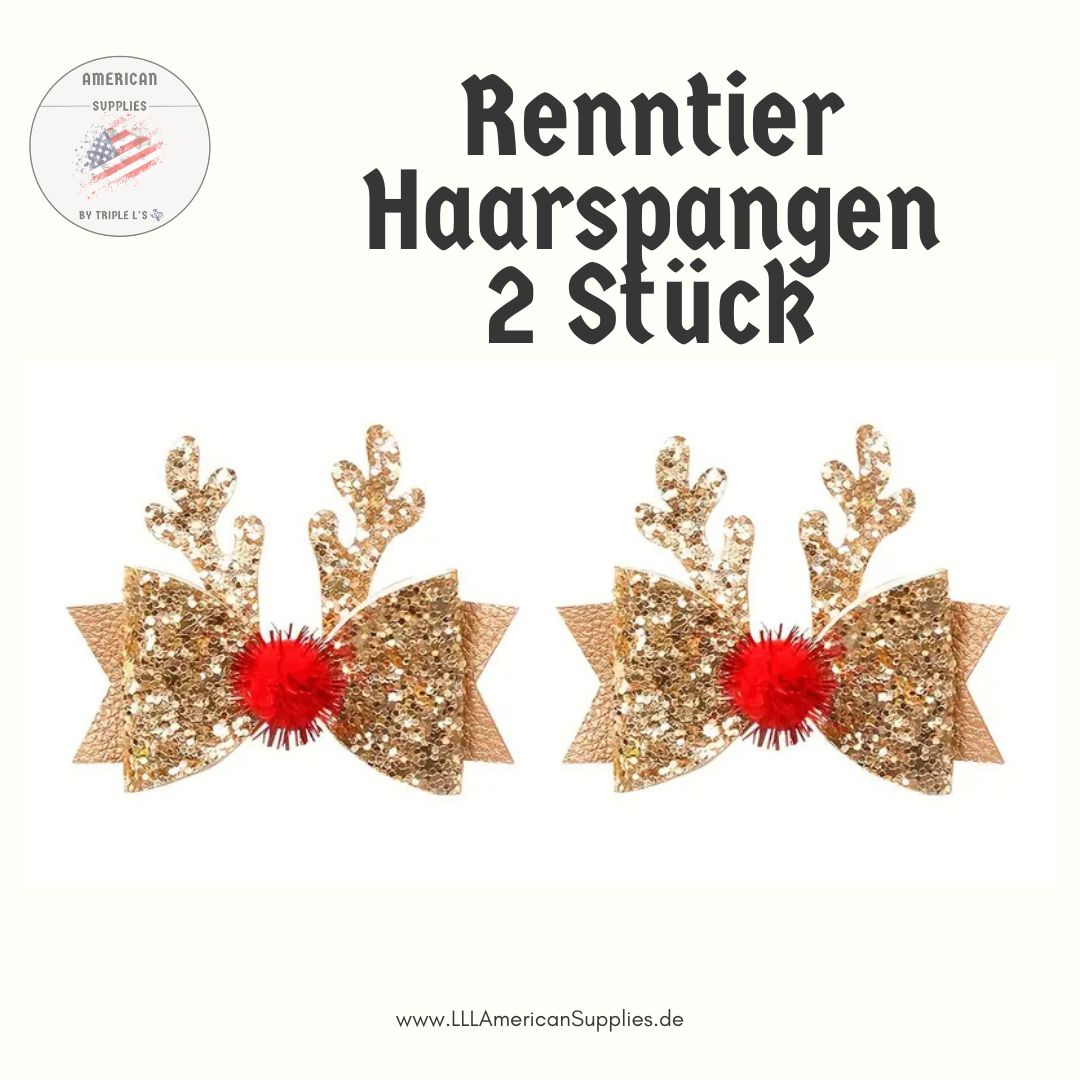 Festliches 2er-Set Weihnachts-Haarspangen, Rudolph Haarclip