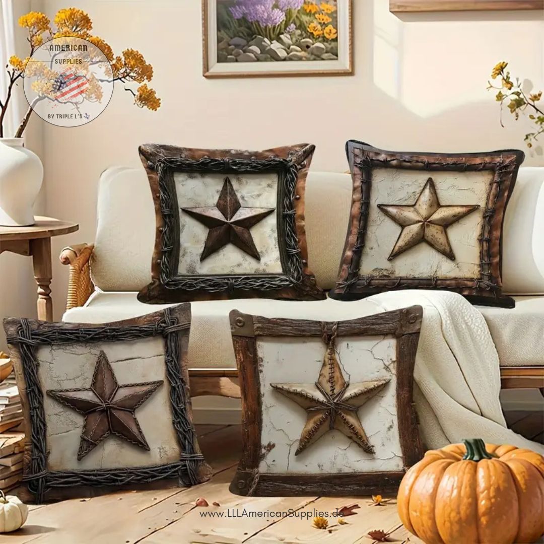 Cowboy Kissenhüllen Set 4tlg., samt, USA, Western, Cowboy, Lonestar Kissen (45cmx45cm)