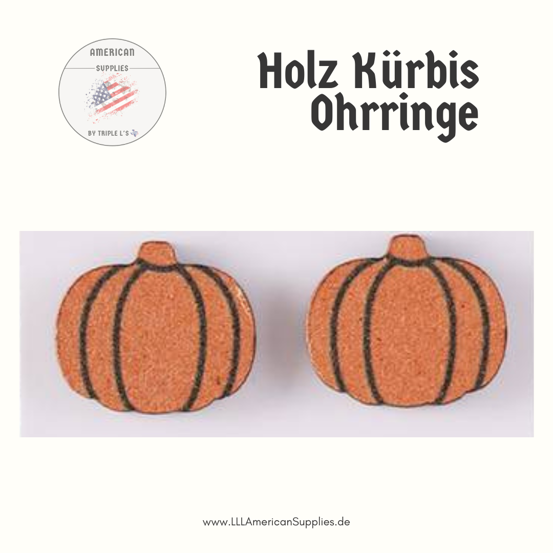 -Orange- Kürbis Ohrringe aus Holz Thanksgiving Vintage Wooden Pumpkin Earring