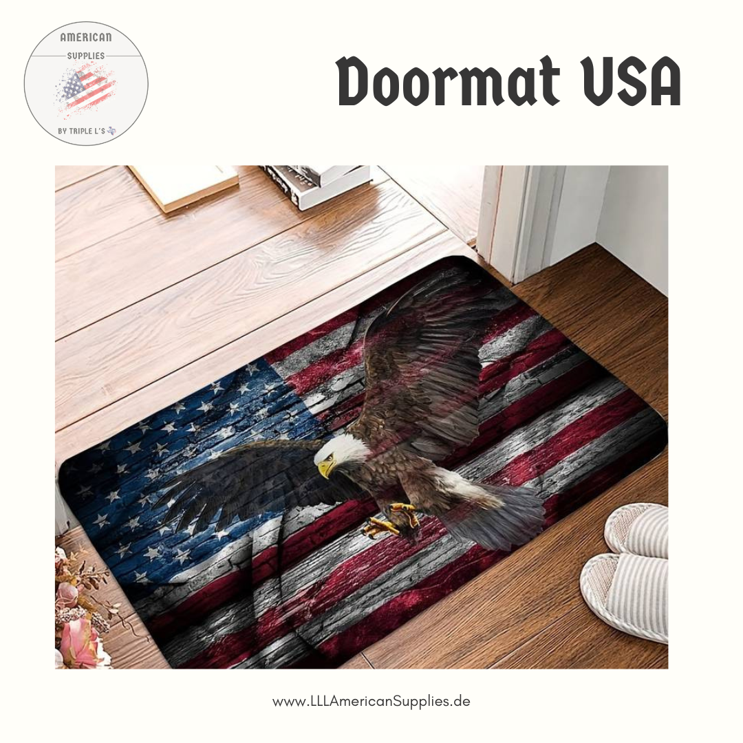 Türvorleger, Teppich -US Flag- mit Adler - Retro Style 49*79 cm