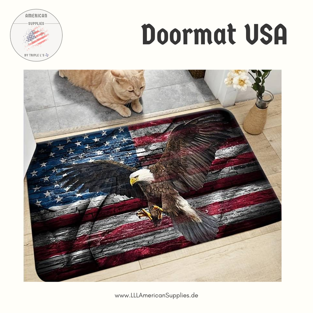 Türvorleger, Teppich -US Flag- mit Adler - Retro Style 49*79 cm