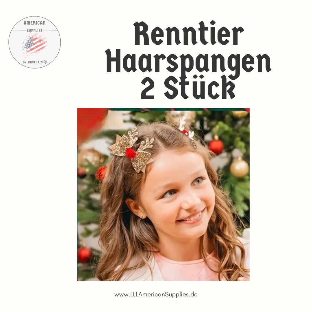 Festliches 2er-Set Weihnachts-Haarspangen, Rudolph Haarclip