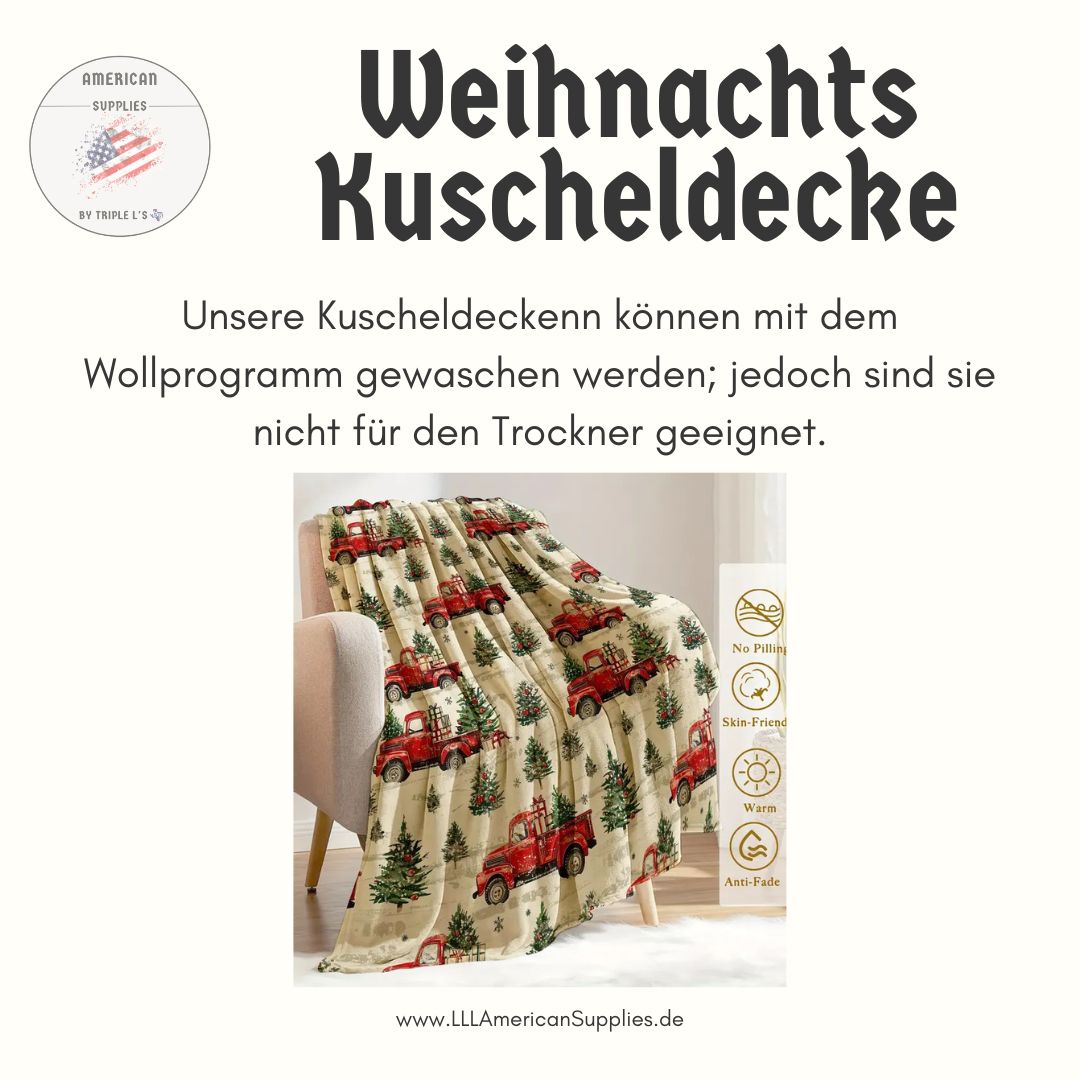 Weihnachts-Kuscheldecke „Red Truck & Christmas Tree“ 200x150cm