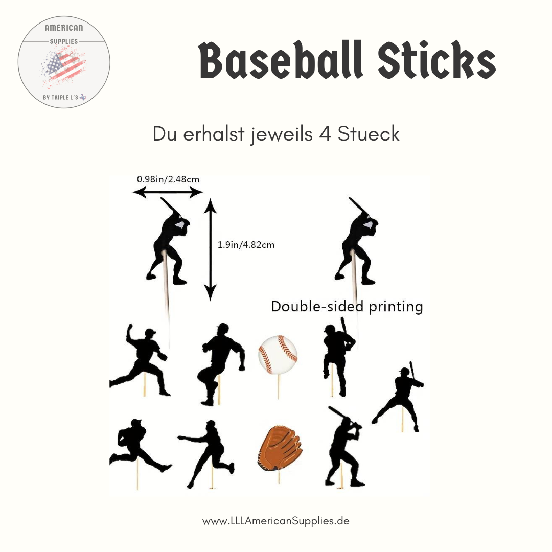 12pcs. Baseball Muffin toppers - Party decoration - Cupcake toppers, Baseball Spieße