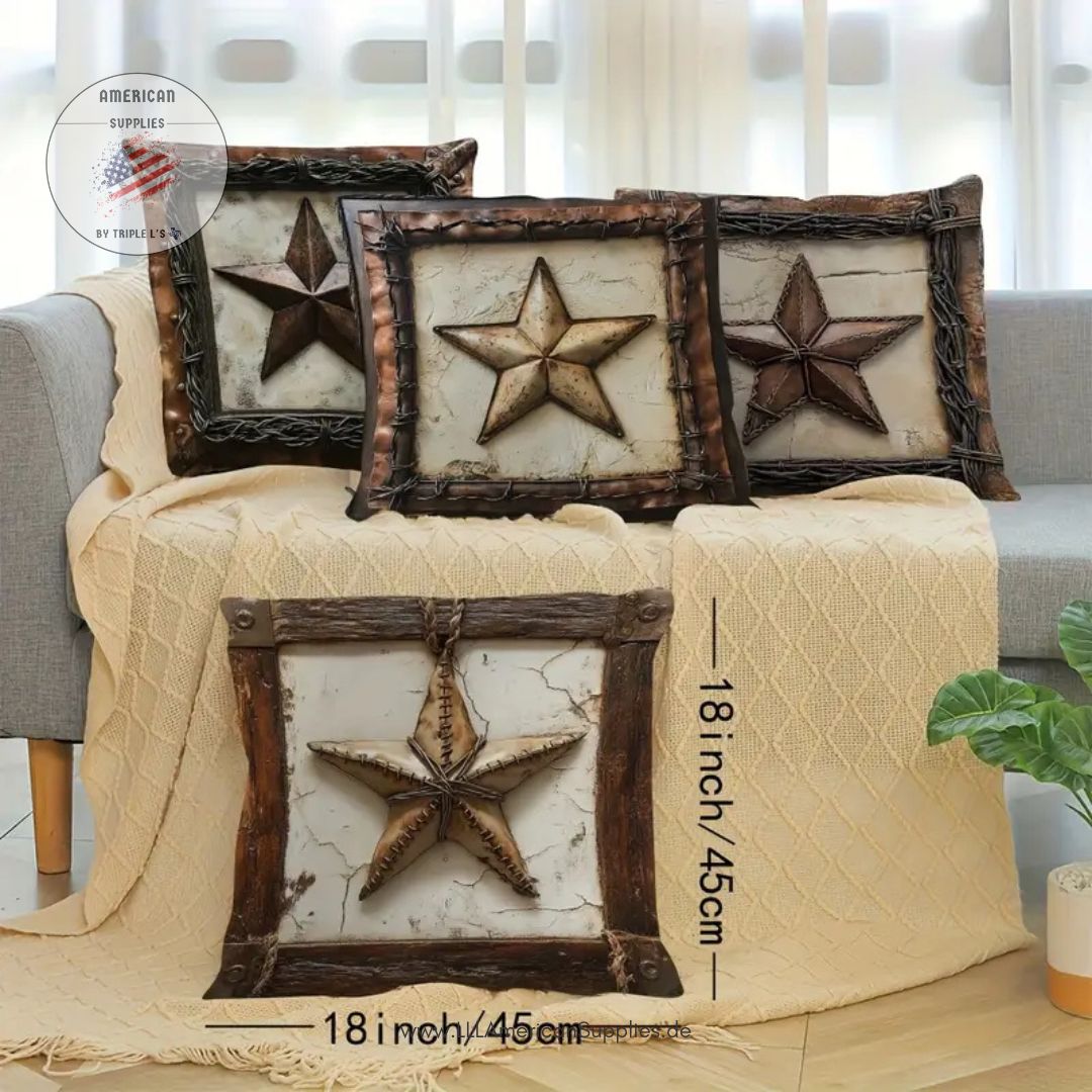 Cowboy Kissenhüllen Set 4tlg., samt, USA, Western, Cowboy, Lonestar Kissen (45cmx45cm)