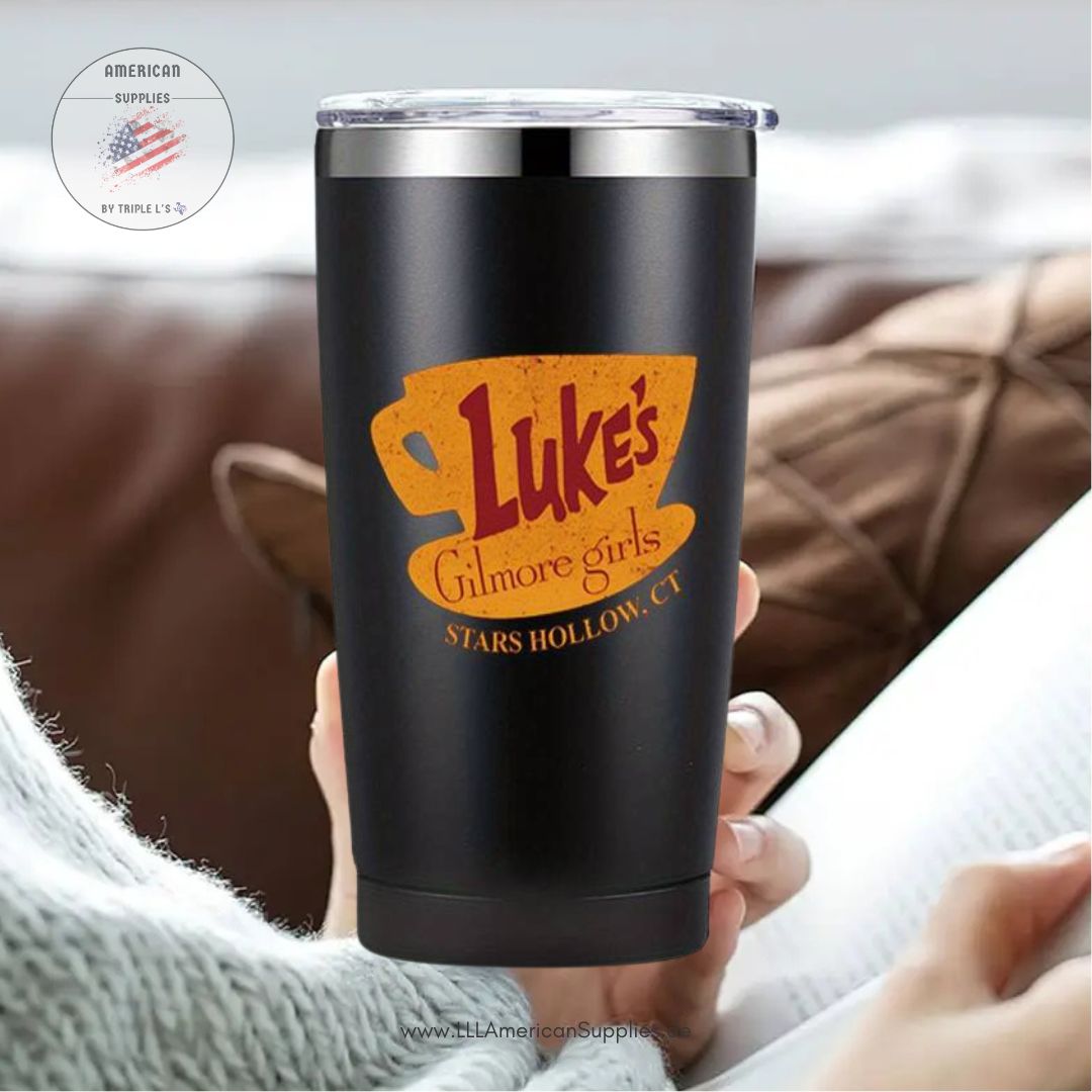 Schwarzer Thermobecher -mit Luke's Sticker- Christmas Edition