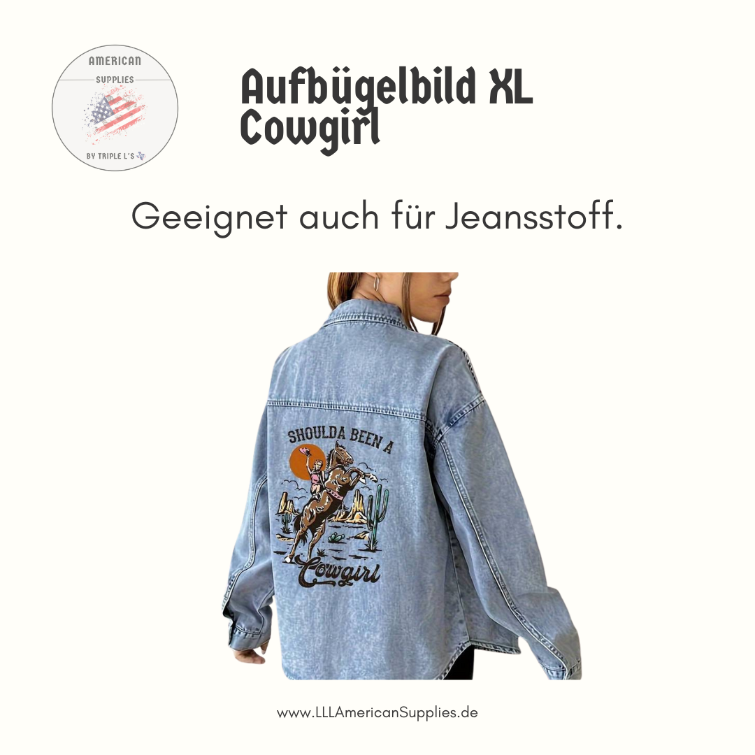 Western Cowgirl Bügelbild -DIY Aufnäher für T-Shirts, Kissen & mehr- Shoulda been a Cowgirl