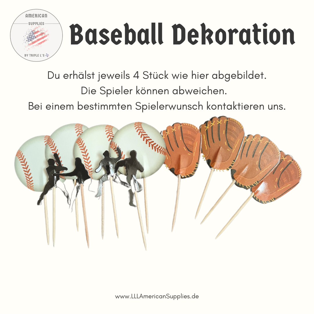 12pcs. Baseball Muffin toppers - Party decoration - Cupcake toppers, Baseball Spieße