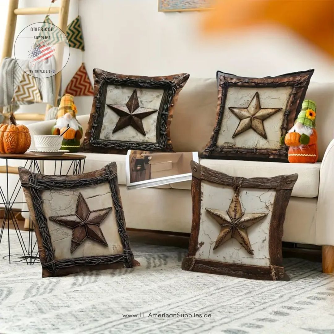 Cowboy Kissenhüllen Set 4tlg., samt, USA, Western, Cowboy, Lonestar Kissen (45cmx45cm)