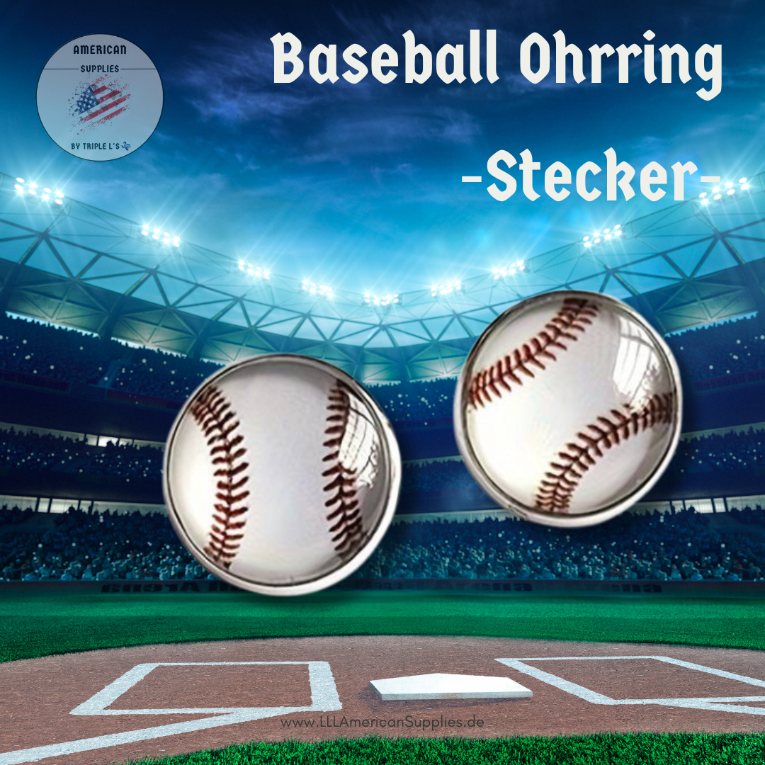 Baseball Ohr Stecker weiß - ultra leicht - Baseball