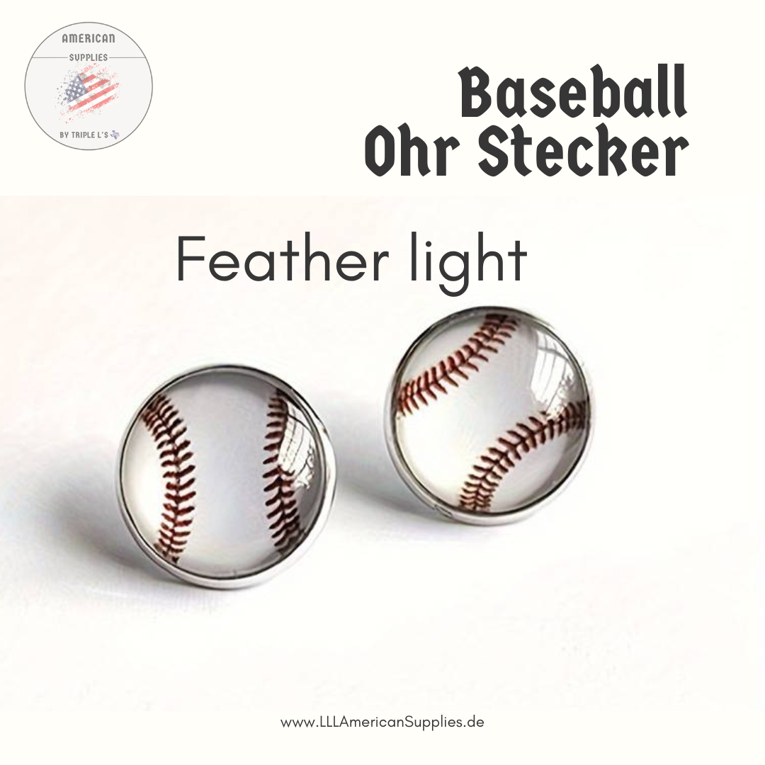 Baseball Ohr Stecker weiß - ultra leicht - Baseball