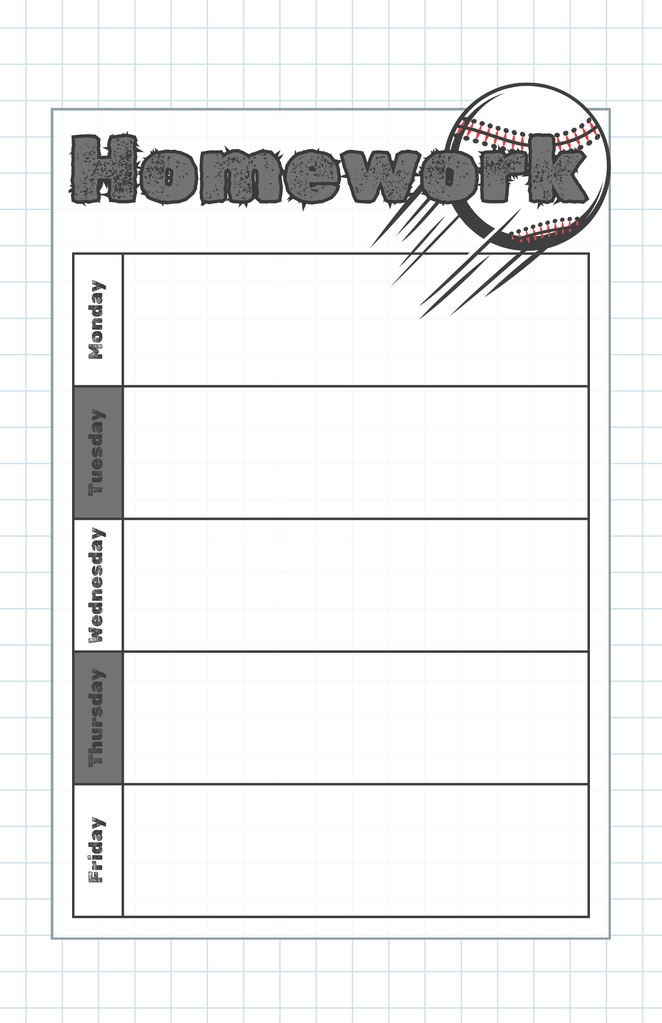 Baseball Hausaufgabenheft, Homework book