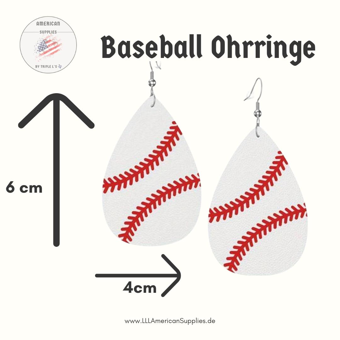 Baseball Ohrring weiß - ultra leicht - Kunstleder - Baseball