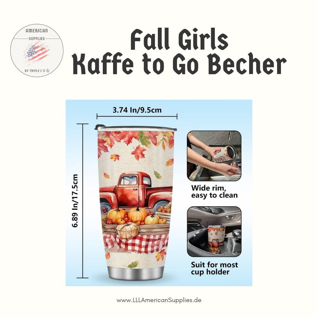 Fall Girls Kaffe to Go Becher - 590 ml -Just a Girl Who Loves Pumpkins- Isolierter Kaffebecher